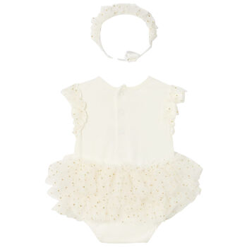 Baby Girls Ivory Tulle Bodysuit & Headband Set