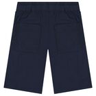 Boys Navy Blue Logo Shorts, 1, hi-res
