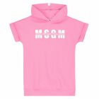 Girls Pink Logo Hooded Dress, 2, hi-res