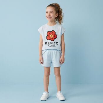 Girls Blue Boke Flower Dress