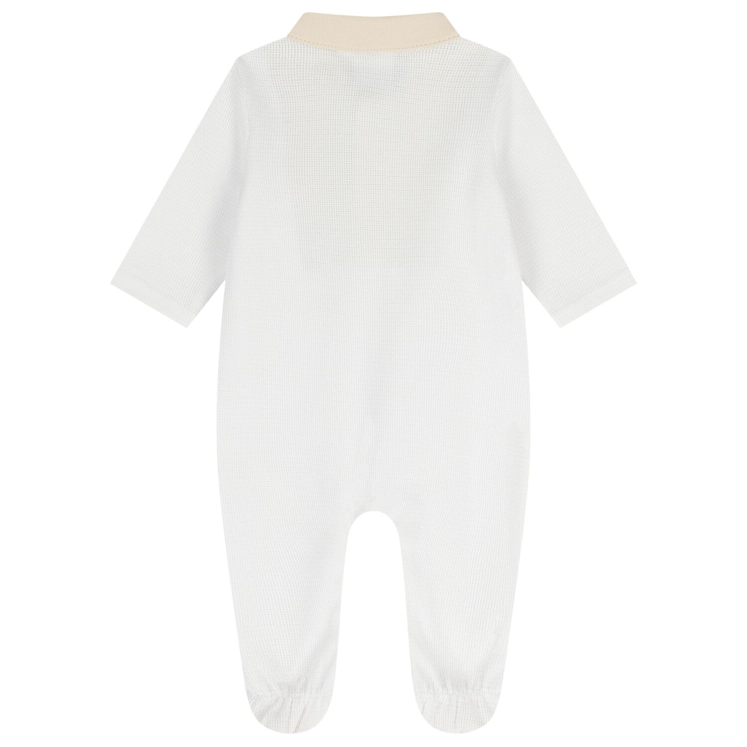 Baby Boys White & Beige Logo Babygrow, 2, hi-res