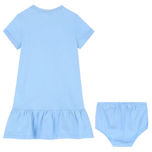 Baby Girls Blue Bear Logo Dress Set