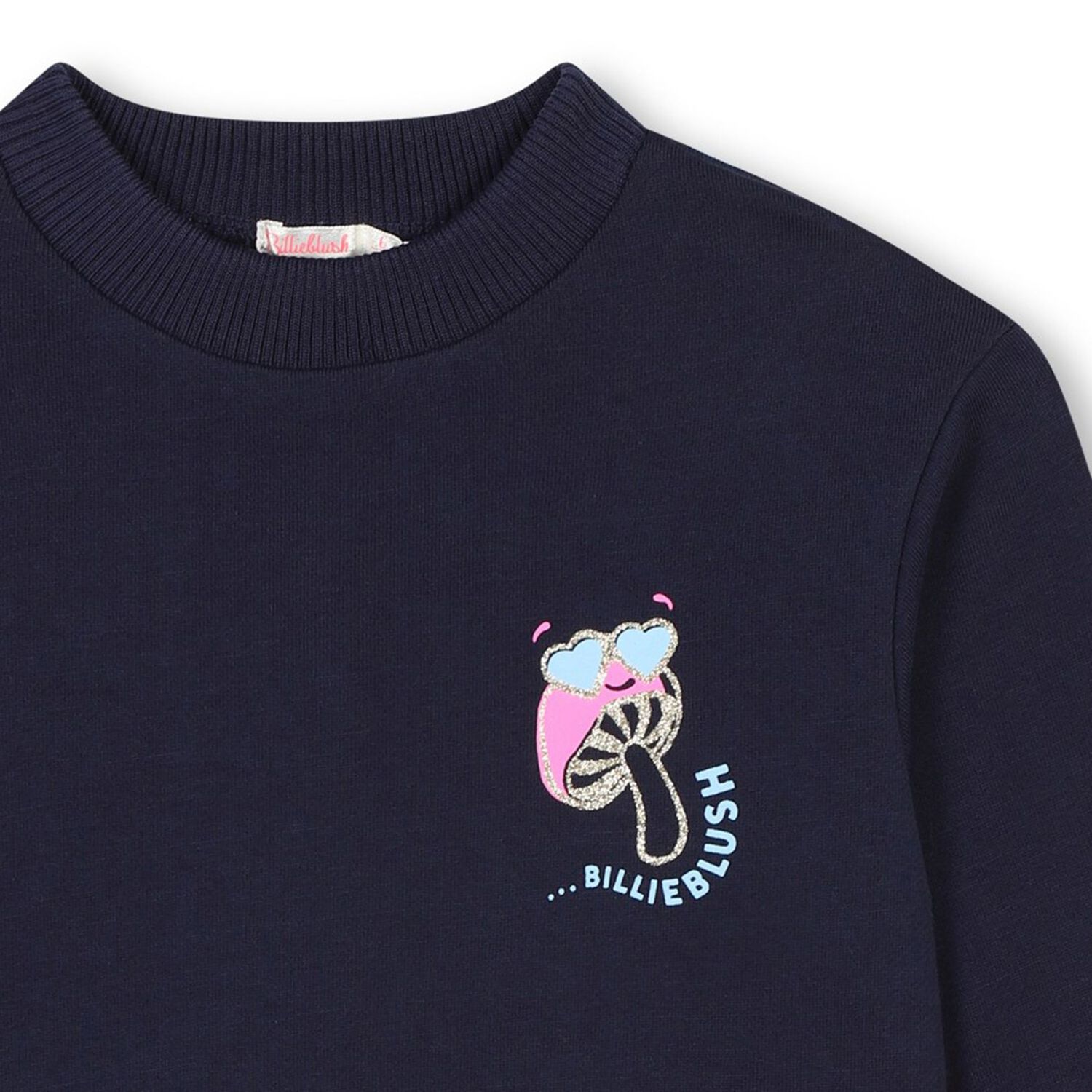 Girls Navy Blue Glitter Sweatshirt, 1, hi-res