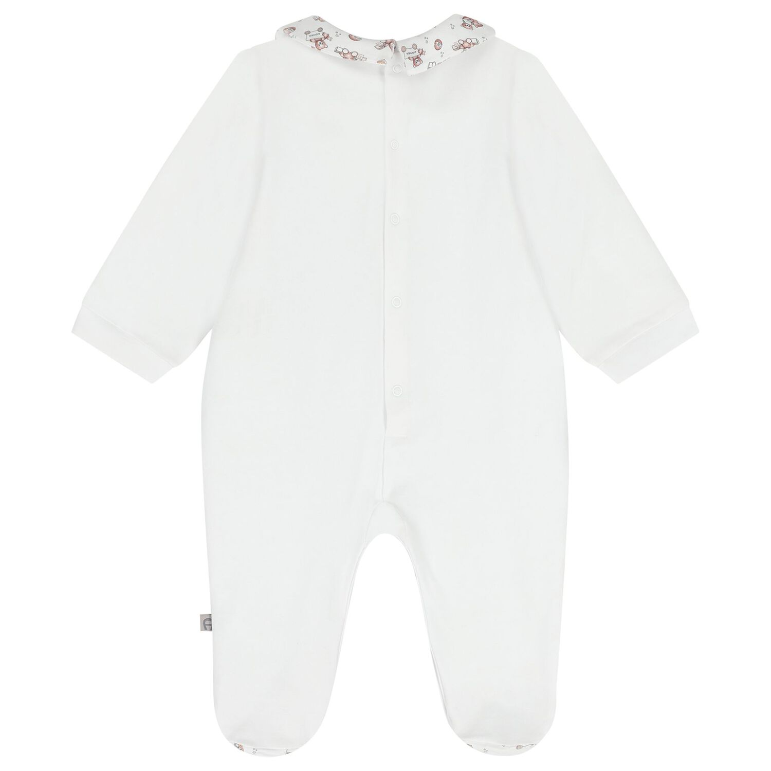 White Teddy Bear Logo Babygrow, 1, hi-res