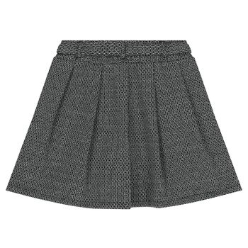 Girls Black & White Jacquard Skirt