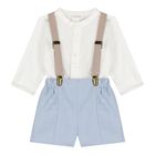 Baby Boys White & Blue Shorts Set, 1, hi-res