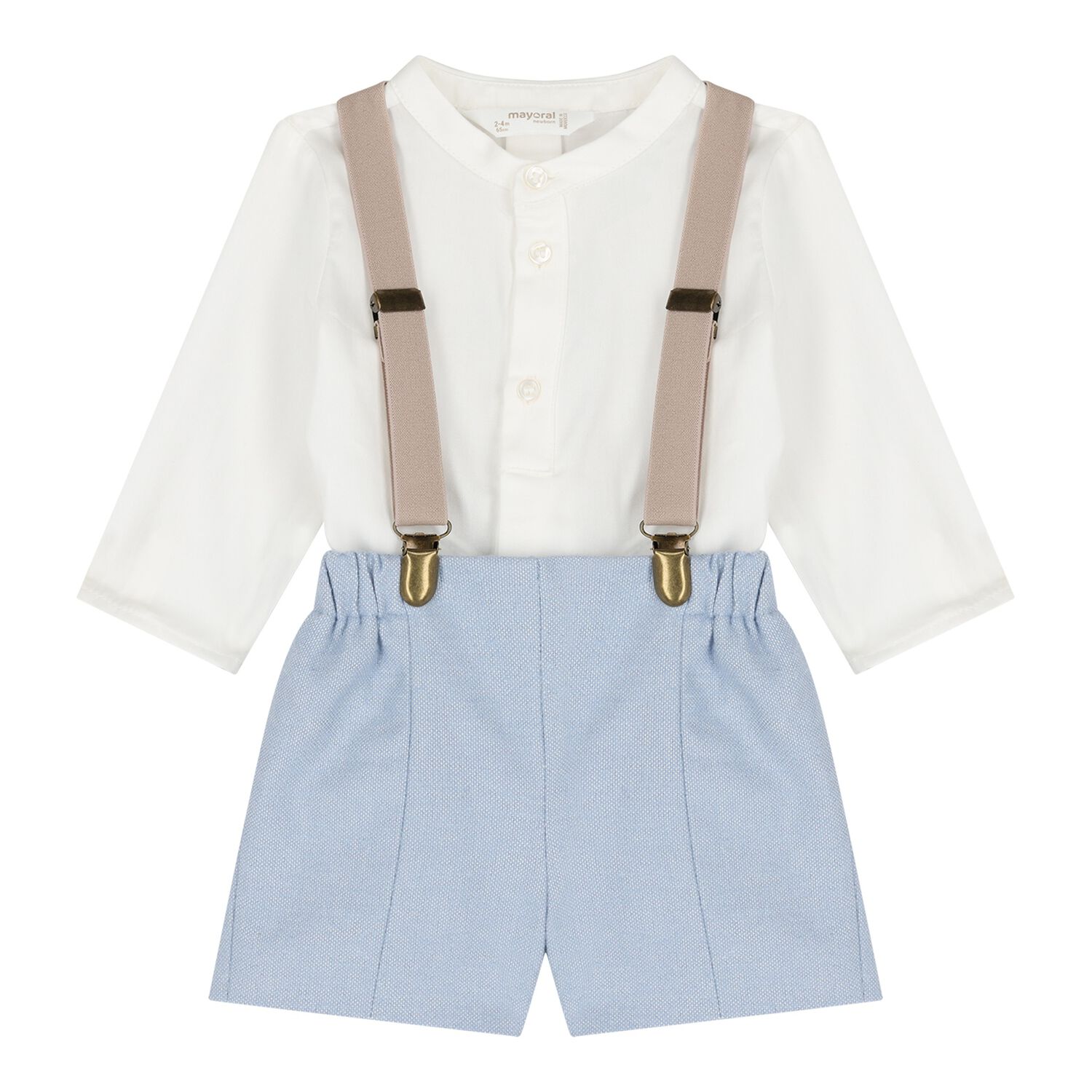 Baby Boys White & Blue Shorts Set, 1, hi-res