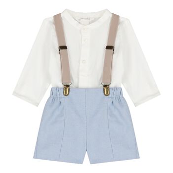 Baby Boys White & Blue Shorts Set