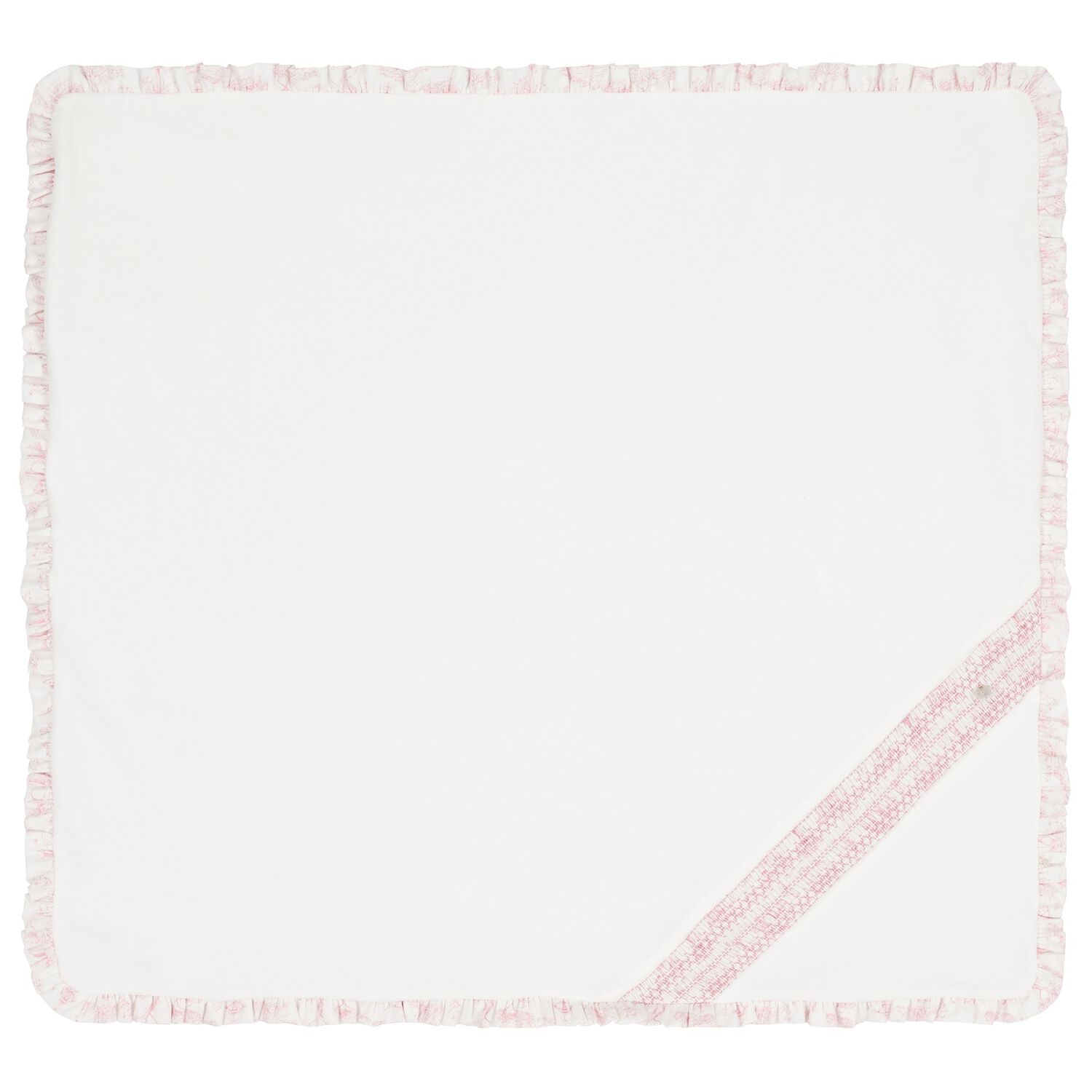 Baby Girls Ivory Ruffled Blanket, 1, hi-res