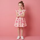 Younger Girls Pink Floral Dress, 1, hi-res