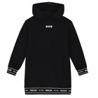 Girls Black Logo Hooded Dress, 1, hi-res