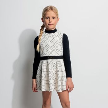 Girls Ivory Logo Dress