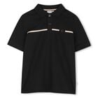 Boys Black Logo Polo Shirt, 1, hi-res