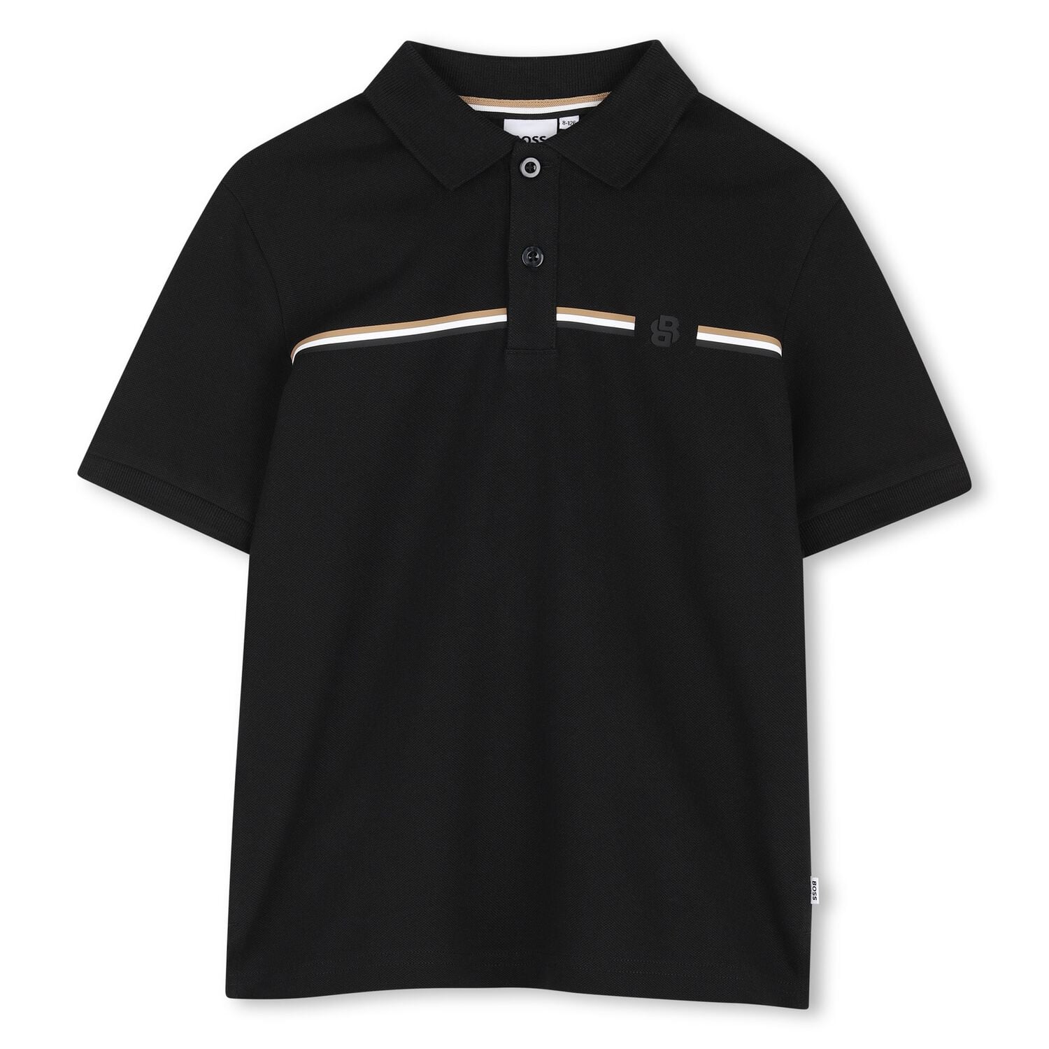 Boys Black Logo Polo Shirt, 1, hi-res