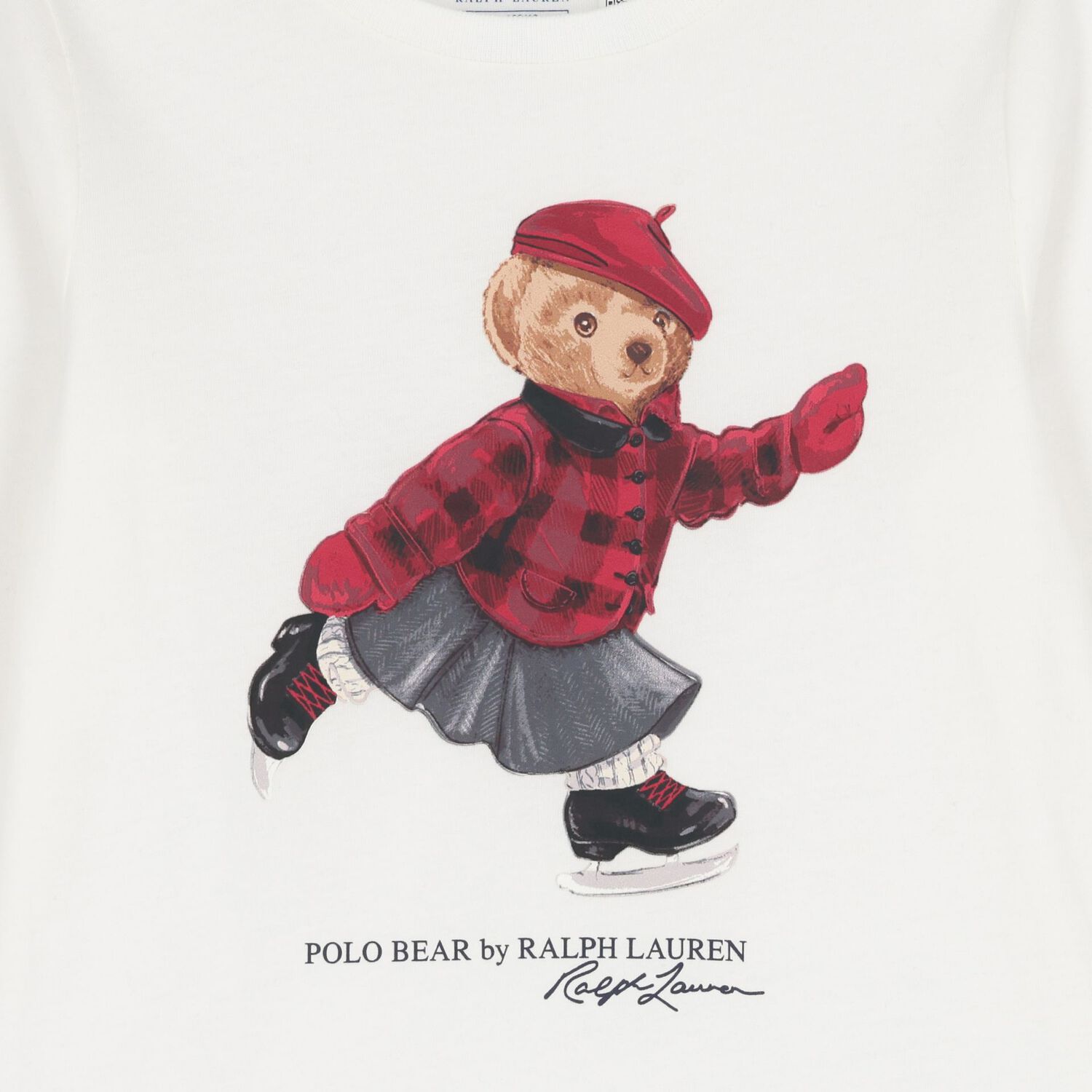 Girls Ivory Polo Bear Long Sleeve Top, 1, hi-res image number null