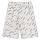 Ivory & Beige Logo Shorts, 1, hi-res