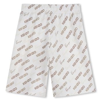 Ivory & Beige Logo Shorts