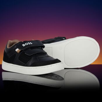 Boys Black Logo Trainers
