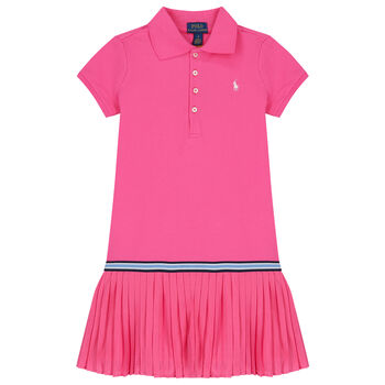 Girls Pink Logo Polo Dress