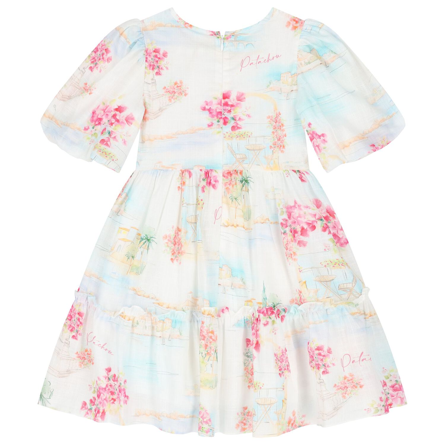 فستان بطبعة الزهور باللون الأبيض للبنات, 1, hi-res