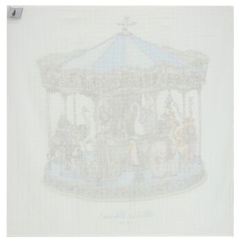 Baby Boys Ivory & Blue Carousel Swaddle Blanket