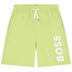 Boys Green Logo Swim Shorts, 2, hi-res