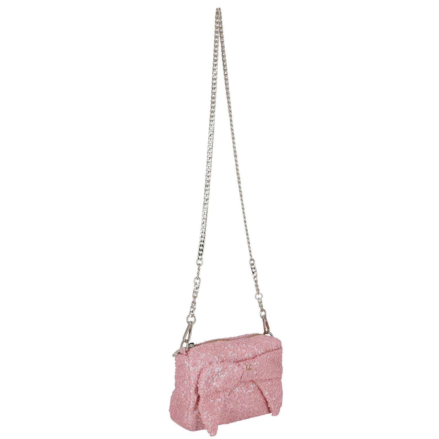 Girls Pink Sequin Bow Handbag ( 18cm ) , 1, hi-res