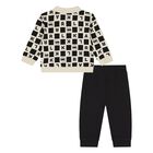 Younger Boys Ivory & Black Ikonik Karl Trouser Set, 1, hi-res