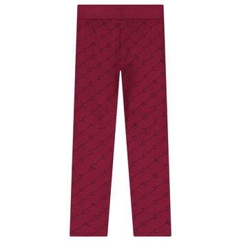 Girls Burgundy Logo Leggings