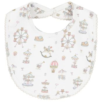 White Carousel & Hot Air Balloon Baby Bib