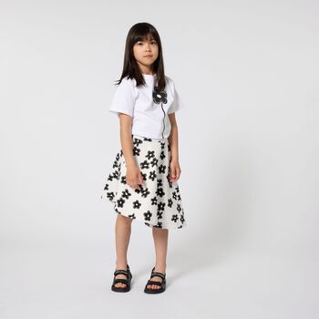 Girls White Logo Flower T-Shirt