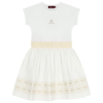 Girls White Logo Dress