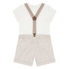 Baby Boys Beige & White Shorts Set, 1, hi-res