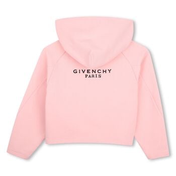 Girls Pink Logo Hooded Zip Up Top