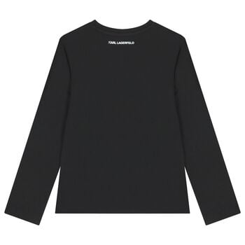 Girls Black Ikonik Karl Long Sleeve Top