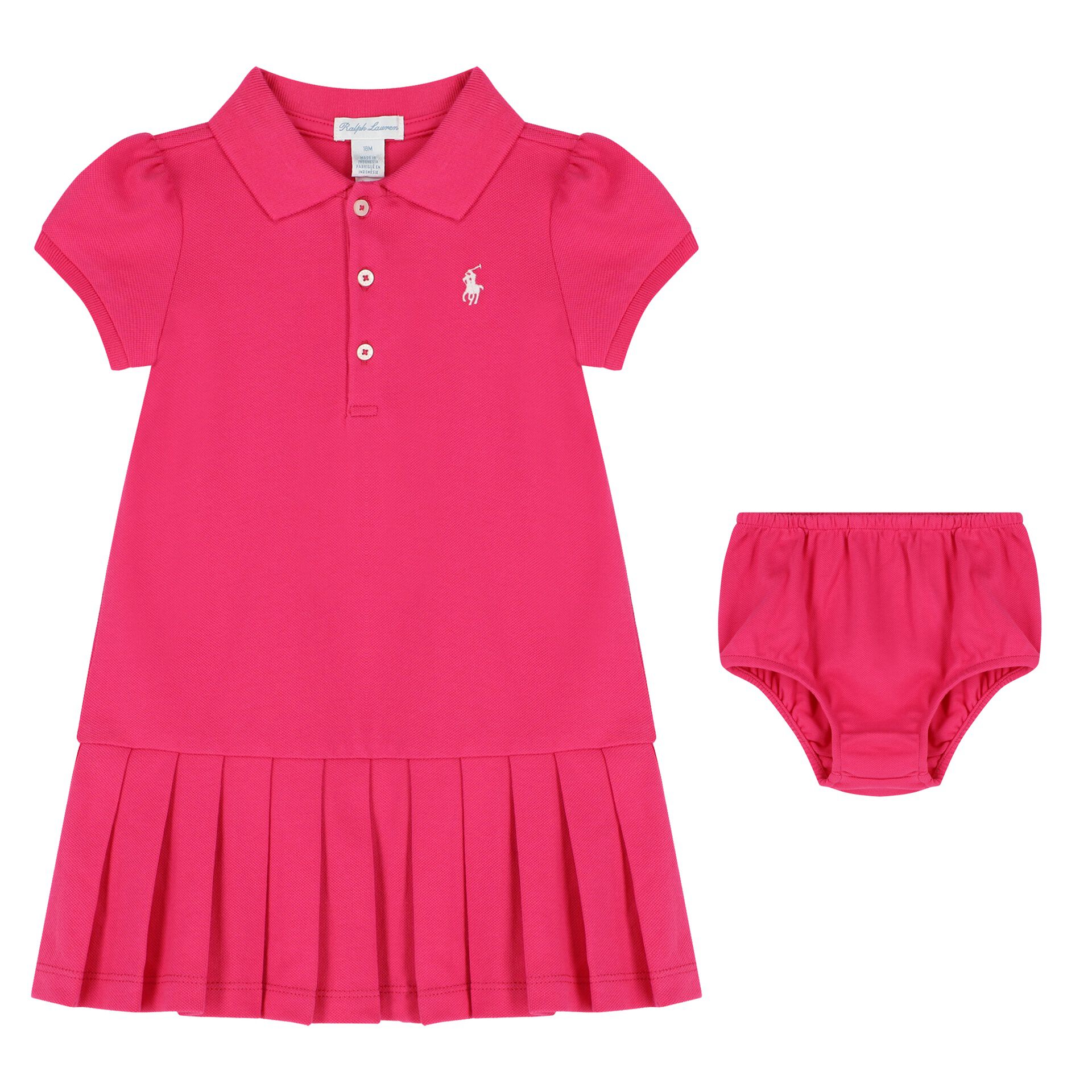 Ralph Lauren Baby Girls Pink Logo Polo Dress Set Junior Couture Australia