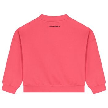 سويت شيرت بنات بشعار باللون الوردي