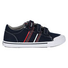 Boys Navy Logo Trainers, 1, hi-res