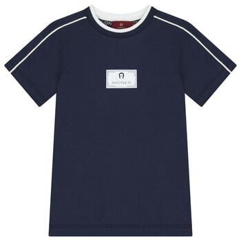 Boys Navy Blue Logo T-Shirt