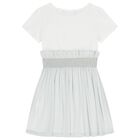 Girls White & Silver Tulle Dress, 1, hi-res