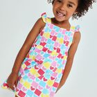 Girls Multi-Coloured Hearts Dress, 1, hi-res