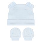 Baby Boys Blue Hat & Mitten Set, 1, hi-res