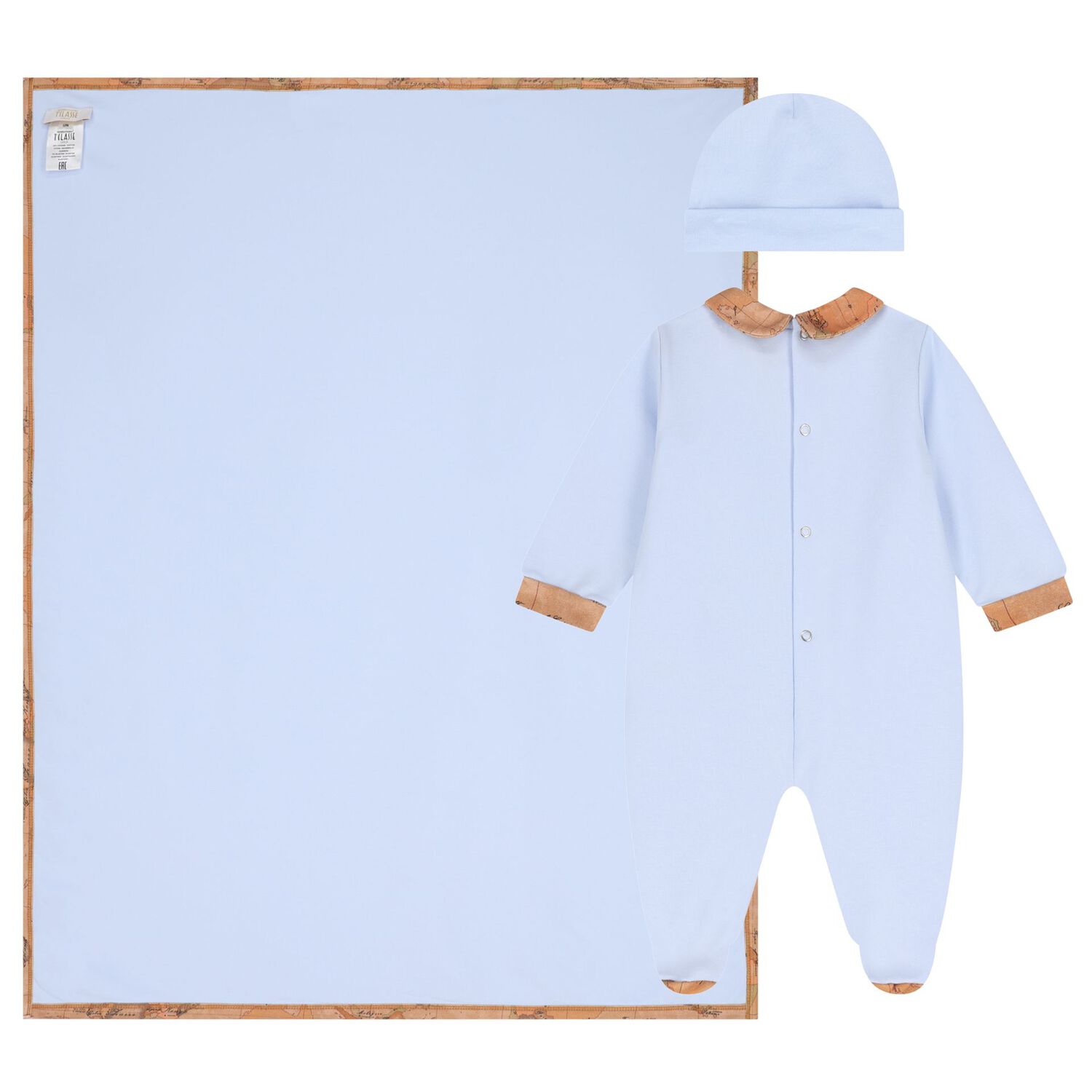 Baby Boys Blue & Beige Geo Map Babygrow Gift Set, 1, hi-res image number null