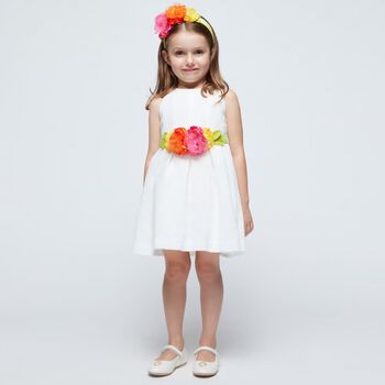 Girls White Flower Dress