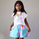 Girls White & Aqua Floral Shorts Set, 2, hi-res