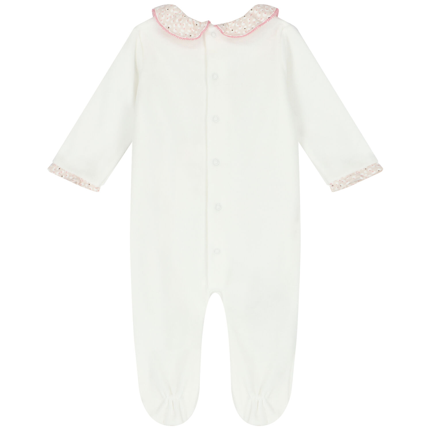 Baby Girls White & Pink Bow Babygrow, 1, hi-res image number null