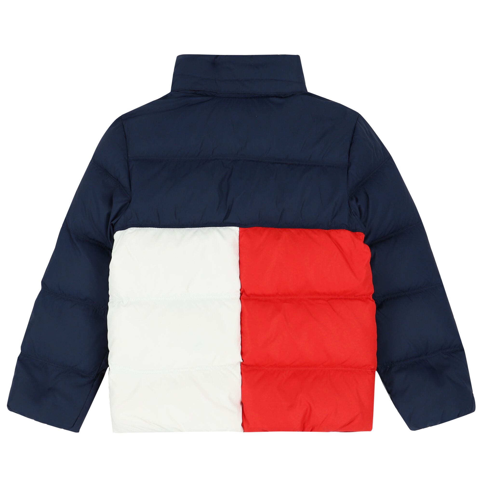 Tommy hilfiger puffer jacket red white and blue on sale