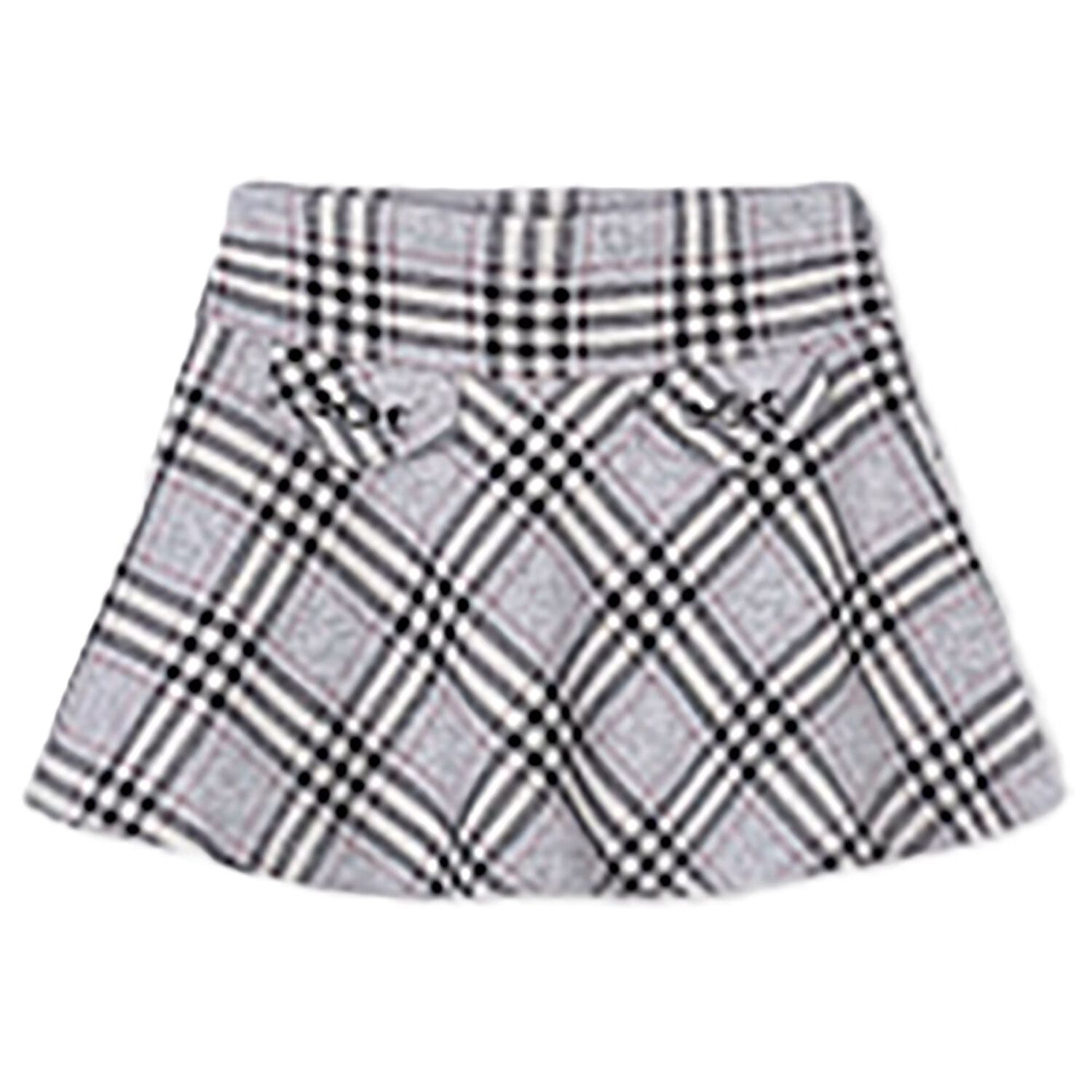 Girls Grey & Pink Check Skirt, 1, hi-res image number null