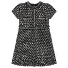 Girls Black & Ivory Tweed Dress, 1, hi-res