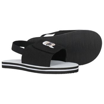 Boys Black & White Logo Ikonik Sandals